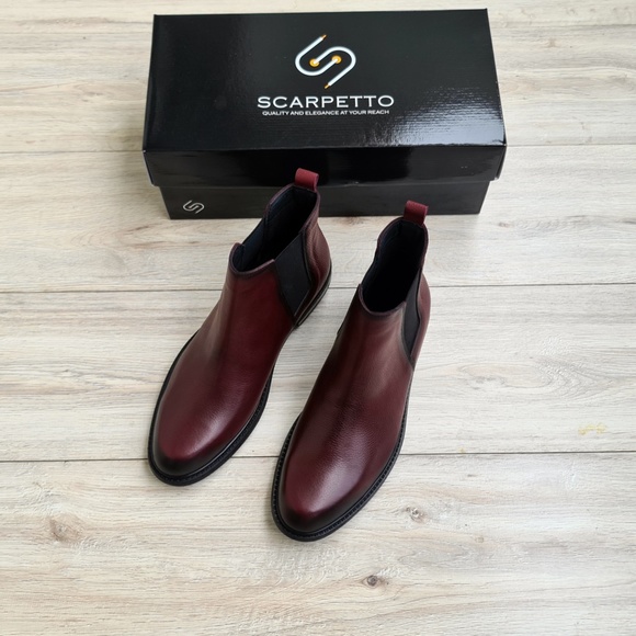 Burgundy Men's Chelsea Genuine Leather Boots - Picture 8 of 10